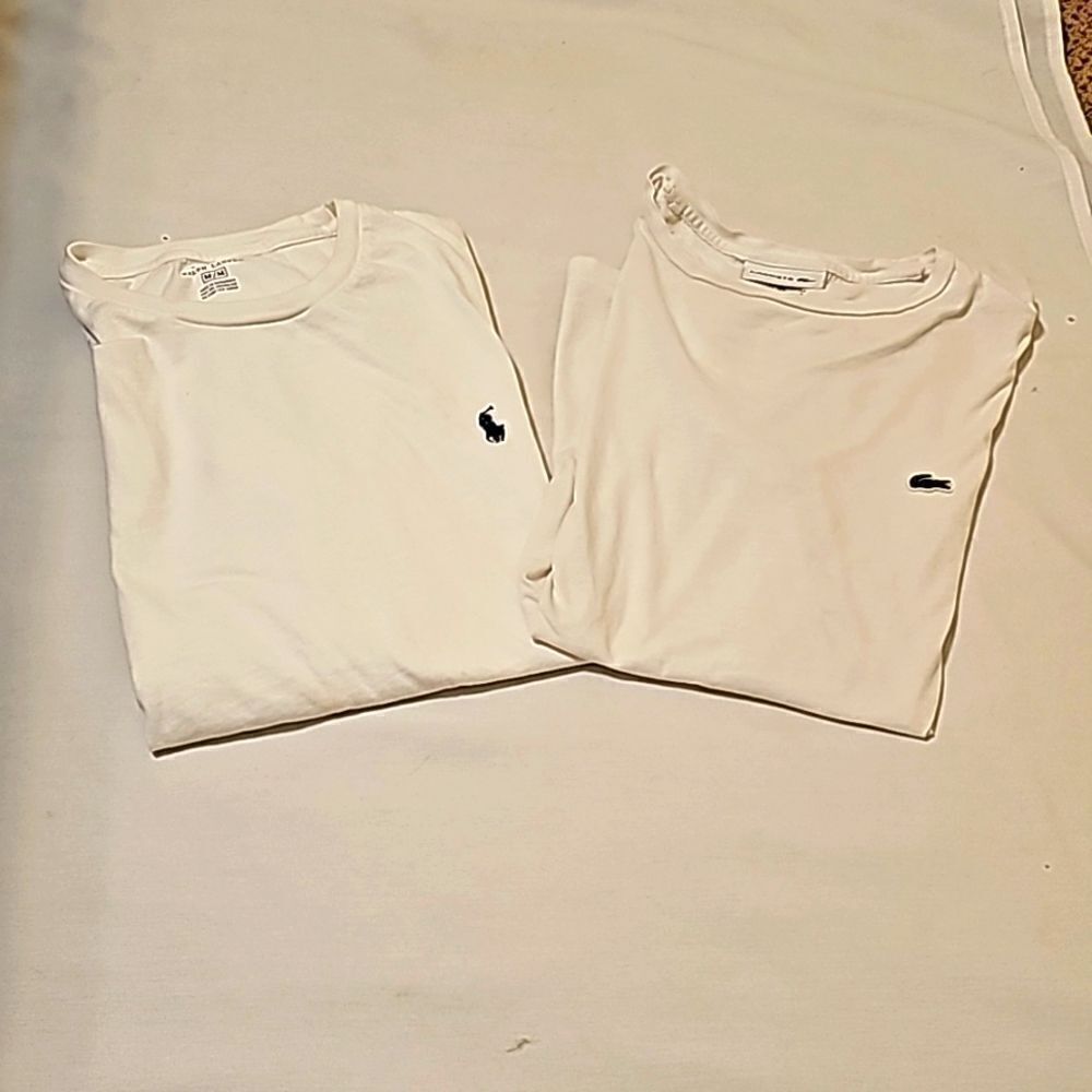 Lacoste and ralph lauren White T-shirt lot of 2‎